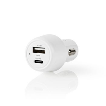 CCPD18W100WT Autolader | 3,0 a | usb-a / usb-c | power delivery 18 w | wit