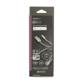 CCTB39300AL10 Lightning kabel | usb 2.0 | apple lightning 8-pins | usb-a male | 480 mbps | verguld | 1.00 m | rond Verpakking foto