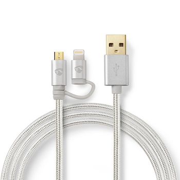 CCTB39400AL10 2-in-1-kabel | usb 2.0 | usb-a male | apple lightning 8-pins / usb micro-b male | 480 mbps | 1.00 m 