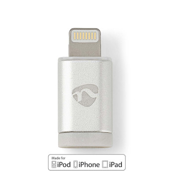 CCTB39901AL Lightning-adapter | apple lightning 8-pins | usb micro-b female | verguld | rond | aluminium