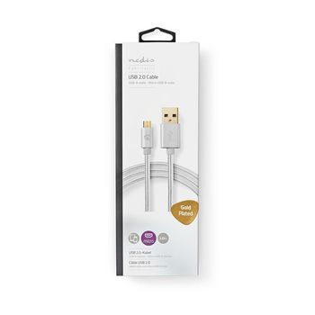 CCTB60500AL20 Usb-kabel | usb 2.0 | usb-a male | usb micro-b male | 15 w | 480 mbps | verguld | 2.00 m | rond | ge Verpakking foto