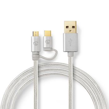 CCTB60610AL10 2-in-1-kabel | usb 2.0 | usb-a male | usb-c™ male | 480 mbps | 1.00 m | verguld | rond | gevlo