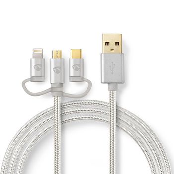 CCTB60620AL10 3-in-1-kabel | usb 2.0 | usb-a male | apple lightning 8-pins / usb micro-b male / usb-c™ male  Product foto