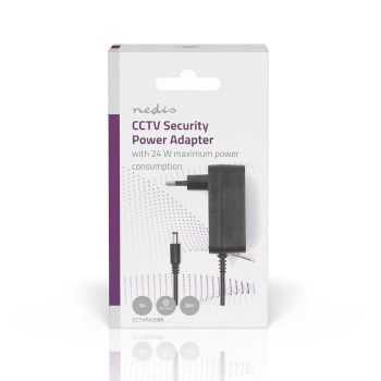 CCTVPA20BK Cctv stroomadapter | 2.0 a | 12 v dc | 5,5 x 2,1 mm male | male | 1.50 m | zwart Verpakking foto