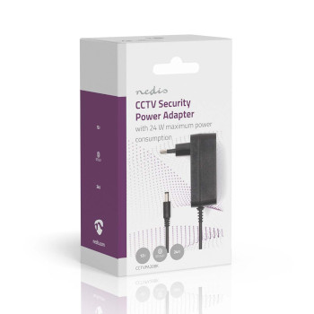 CCTVPA20BK Cctv stroomadapter | 2.0 a | 12 v dc | 5,5 x 2,1 mm male | male | 1.50 m | zwart Verpakking foto