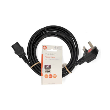 CEGL11100BK30 Stroomkabel | uk male | iec-320-c13 | gehoekt | recht | vernikkeld | 3.00 m | rond | pvc | zwart | l  foto