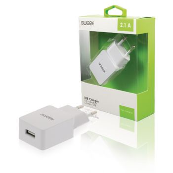 CH-001WH Lader 1-uitgang 2.1 a usb wit