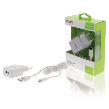 CH-003WH Lader 1-uitgang 2.1 a micro-usb wit