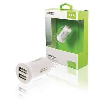CH-011WH Autolader 2-uitgangen 2.4 a 2x usb wit