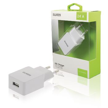 CH-019WH Lader 1-uitgang 2.4 a usb wit