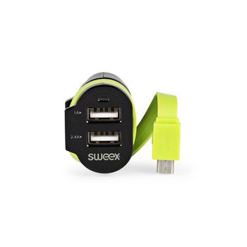 CH-023BL Autolader 3-uitgangen 6 a 2x usb / micro-usb zwart/groen Product foto