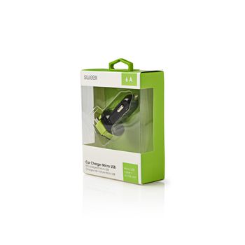 CH-023BL Autolader 3-uitgangen 6 a 2x usb / micro-usb zwart/groen Verpakking foto