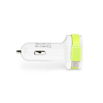 CH-024WH Autolader 3-uitgangen 6 a 2x usb / usb-c™ wit/groen Product foto