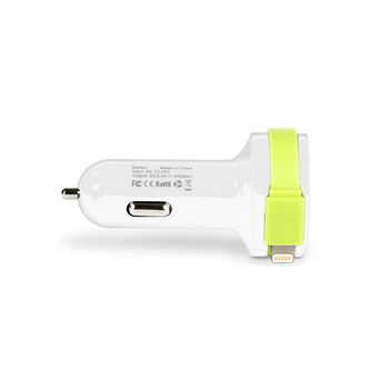 CH-025WH Autolader 3-uitgangen 6 a 2x usb / apple lightning wit/groen Product foto