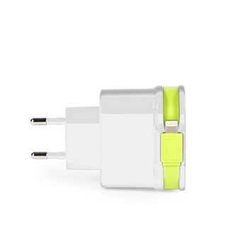 CH-028WH Lader 3-uitgangen 3 a 2x usb / apple lightning wit/groen Product foto