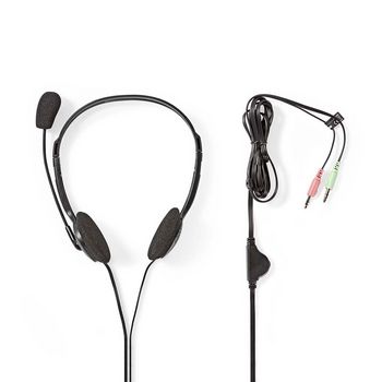 CHST100BK Pc-headset | on-ear | stereo | 2x 3.5 mm | inklapbare microfoon | zwart Inhoud verpakking foto