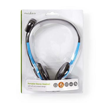 CHST100BU Pc-headset | on-ear | stereo | 2x 3.5 mm | inklapbare microfoon | blauw Verpakking foto
