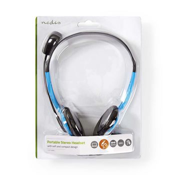 CHST100BU Pc-headset | on-ear | stereo | 2x 3.5 mm | inklapbare microfoon | blauw Verpakking foto