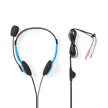 CHST100BU Pc-headset | on-ear | stereo | 2x 3.5 mm | inklapbare microfoon | blauw Inhoud verpakking foto