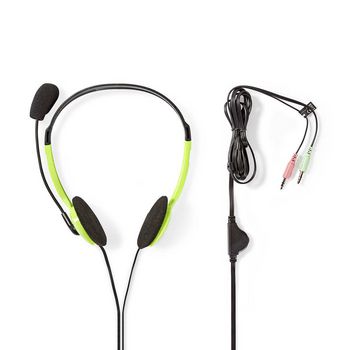 CHST100GN Pc-headset | on-ear | stereo | 2x 3.5 mm | inklapbare microfoon | groen Inhoud verpakking foto