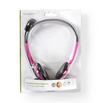 CHST100PK Pc-headset | on-ear | stereo | 2x 3.5 mm | inklapbare microfoon | roze Verpakking foto