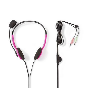CHST100PK Pc-headset | on-ear | stereo | 2x 3.5 mm | inklapbare microfoon | roze Inhoud verpakking foto