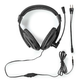 CHST210BK Pc-headset | over-ear | stereo | 1x 3.5 mm / 2x 3.5 mm | inklapbare microfoon | zwart Inhoud verpakking foto