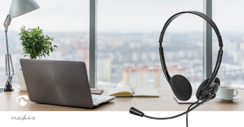 CHSTU110BK Pc-headset | on-ear | stereo | usb type-a / usb type-c™ | inklapbare microfoon | zwart Product foto