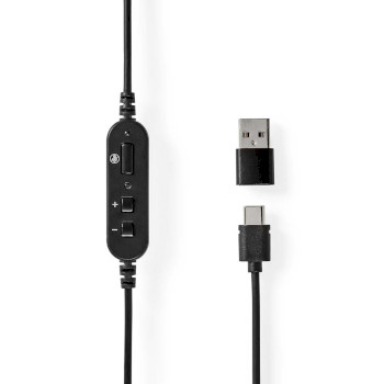CHSTU210BK Pc-headset | over-ear | stereo | usb type-a / usb type-c™ | inklapbare microfoon | zwart Product foto