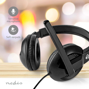 CHSTU210BK Pc-headset | over-ear | stereo | usb type-a / usb type-c™ | inklapbare microfoon | zwart Product foto