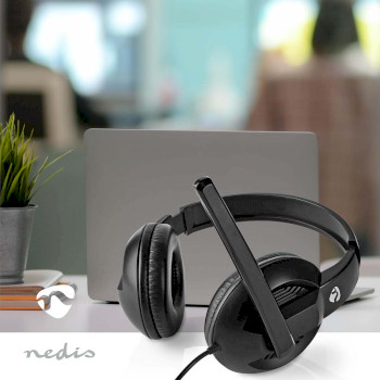 CHSTU210BK Pc-headset | over-ear | stereo | usb type-a / usb type-c™ | inklapbare microfoon | zwart Product foto