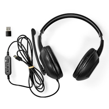 CHSTU210BK Pc-headset | over-ear | stereo | usb type-a / usb type-c™ | inklapbare microfoon | zwart Inhoud verpakking foto