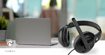 CHSTU210BK Pc-headset | over-ear | stereo | usb type-a / usb type-c™ | inklapbare microfoon | zwart Product foto