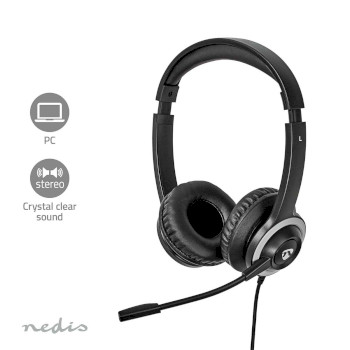 CHSTU310BK Pc-headset | on-ear | stereo | usb type-a / usb type-c™ | inklapbare microfoon | zwart Product foto