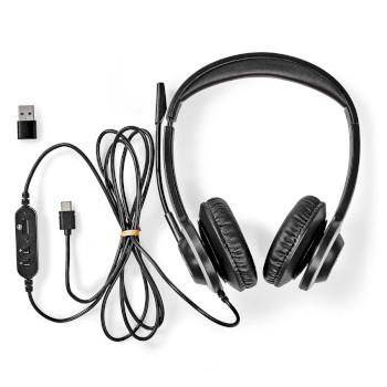 CHSTU310BK Pc-headset | on-ear | stereo | usb type-a / usb type-c™ | inklapbare microfoon | zwart Inhoud verpakking foto