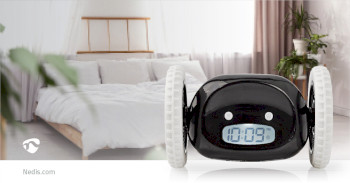 CLAL110BK Digitale rollende wekker | ja | achtergrondverlichting | snoozefunctie | zwart/wit Product foto