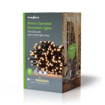 CLBO192 Kerstverlichting | koord | 192 led\'s | warm wit | 14.40 m | licht effecten: 7 | binnen & buiten | ba Verpakking foto