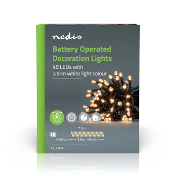 CLBO48 Kerstverlichting | koord | 48 led\'s | warm wit | 3.60 m | licht effecten: 7 | binnen & buiten | batt  foto