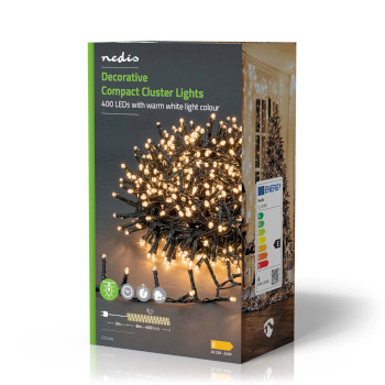 CLCC400 Kerstverlichting | compacte cluster | 400 led\'s | warm wit | 8.00 m | licht effecten: 7 | binnen & b Verpakking foto