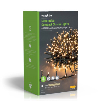 CLCC400 Kerstverlichting | compacte cluster | 400 led\'s | warm wit | 8.00 m | licht effecten: 7 | binnen & b Verpakking foto