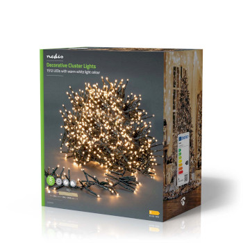 CLCS1512 Kerstverlichting | cluster | 1512 led\'s | warm wit | 11.00 m | licht effecten: 7 | binnen & buiten | Verpakking foto