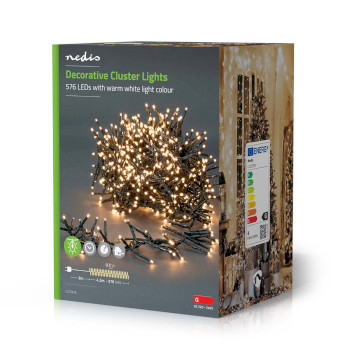 CLCS576 Kerstverlichting | cluster | 576 led\'s | warm wit | 4.20 m | licht effecten: 7 | binnen & buiten | n Verpakking foto