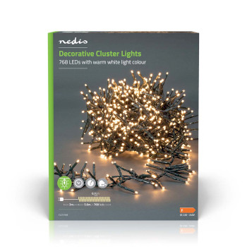 CLCS768 Kerstverlichting | cluster | 768 led\'s | warm wit | 5.60 m | licht effecten: 7 | binnen & buiten | n  foto