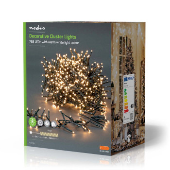 CLCS768 Kerstverlichting | cluster | 768 led\'s | warm wit | 5.60 m | licht effecten: 7 | binnen & buiten | n Verpakking foto