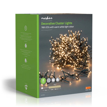 CLCS768 Kerstverlichting | cluster | 768 led\'s | warm wit | 5.60 m | licht effecten: 7 | binnen & buiten | n Verpakking foto