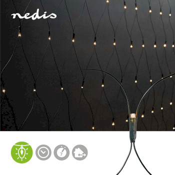 CLLN160 Decoratieve net verlichting | warm wit | 160 led\'s | 2 x 1 m | licht effecten: 7 | binnen & buiten | Product foto