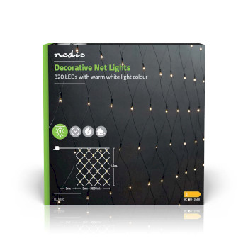 CLLN320 Decoratieve net verlichting | warm wit | 320 led\'s | 3 x 1.5 m | licht effecten: 7 | binnen & buiten  foto