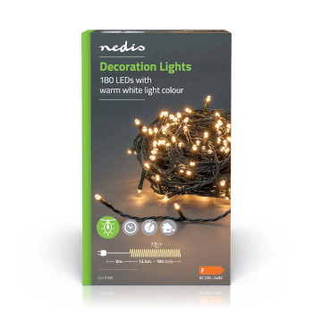 CLLS180 Kerstverlichting | koord | 180 led\'s | warm wit | 13.50 m | licht effecten: 7 | binnen & buiten | ne  foto