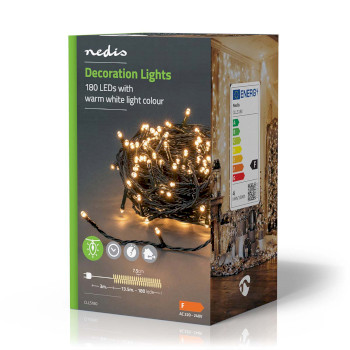 CLLS180 Kerstverlichting | koord | 180 led\'s | warm wit | 13.50 m | licht effecten: 7 | binnen & buiten | ne Verpakking foto