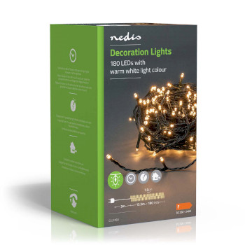 CLLS180 Kerstverlichting | koord | 180 led\'s | warm wit | 13.50 m | licht effecten: 7 | binnen & buiten | ne Verpakking foto